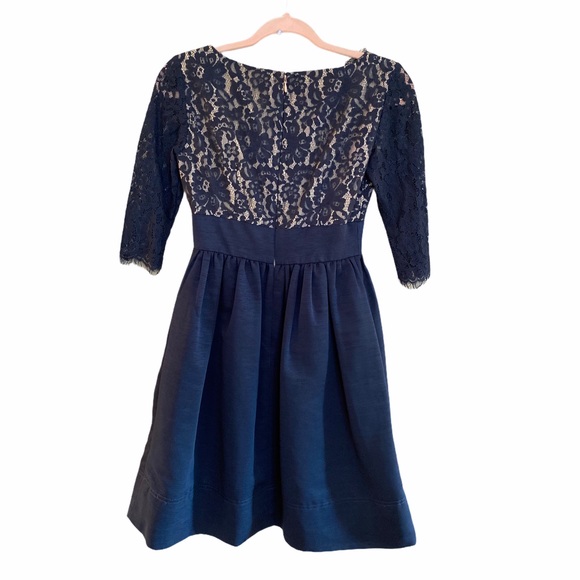 Eliza J Navy Quarter Sleeves Lace Cocktail Dress 2 - Picture 13 of 14